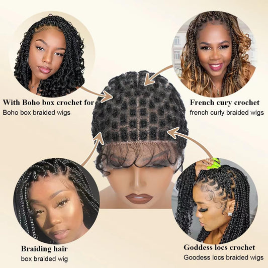 Close up of HD lace and natural knots on Freetress wig cap