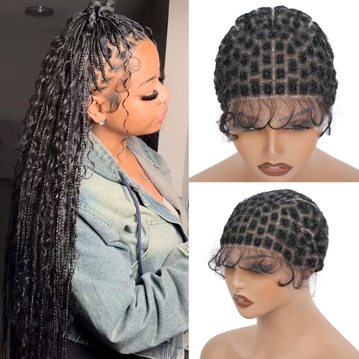 Freetress Braids crochet wig cap with baby hair detail