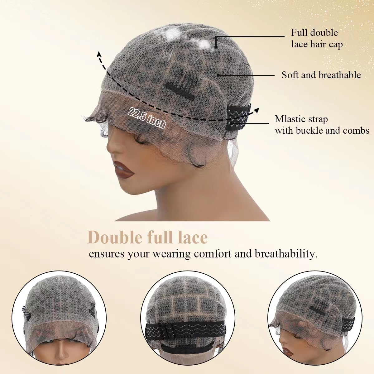 Top down view of 100 sections on crochet wig cap