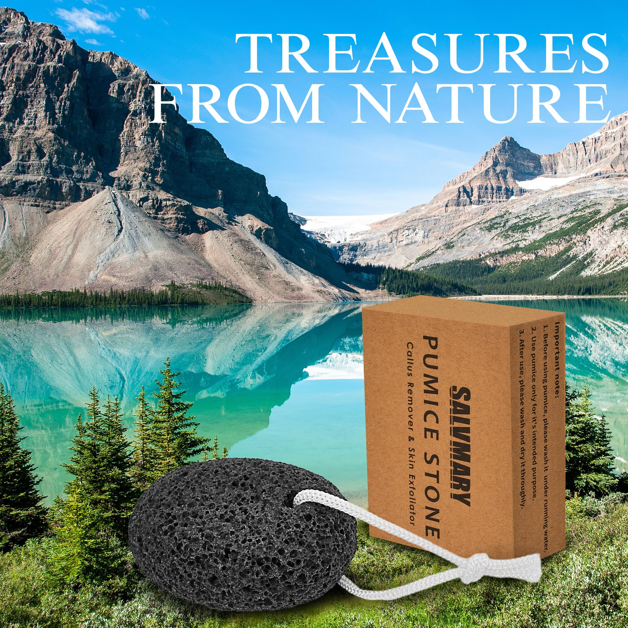 Hand holding Salvmary pumice stone demonstrating ergonomic size
