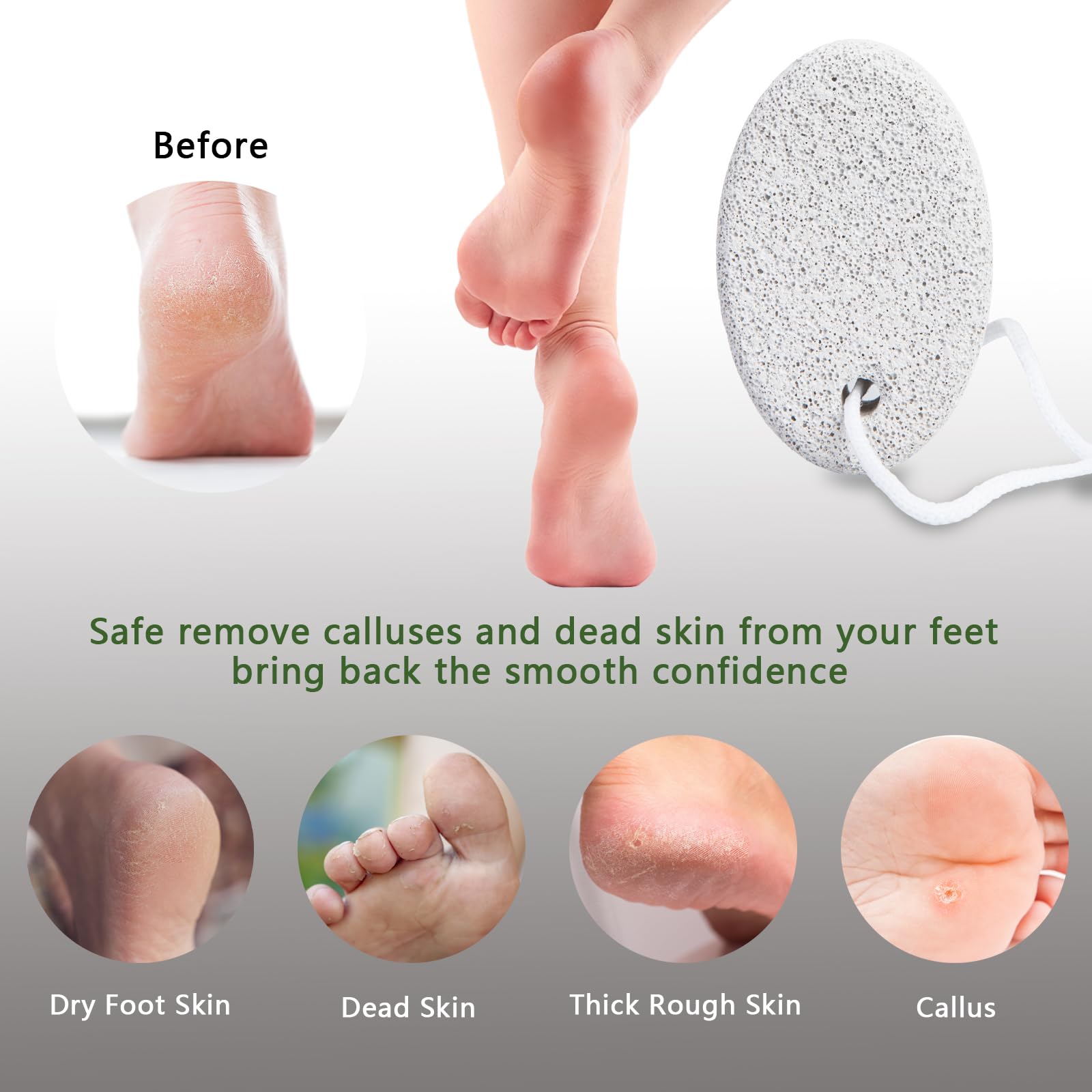 Using Borogo pumice stone on heels for exfoliation