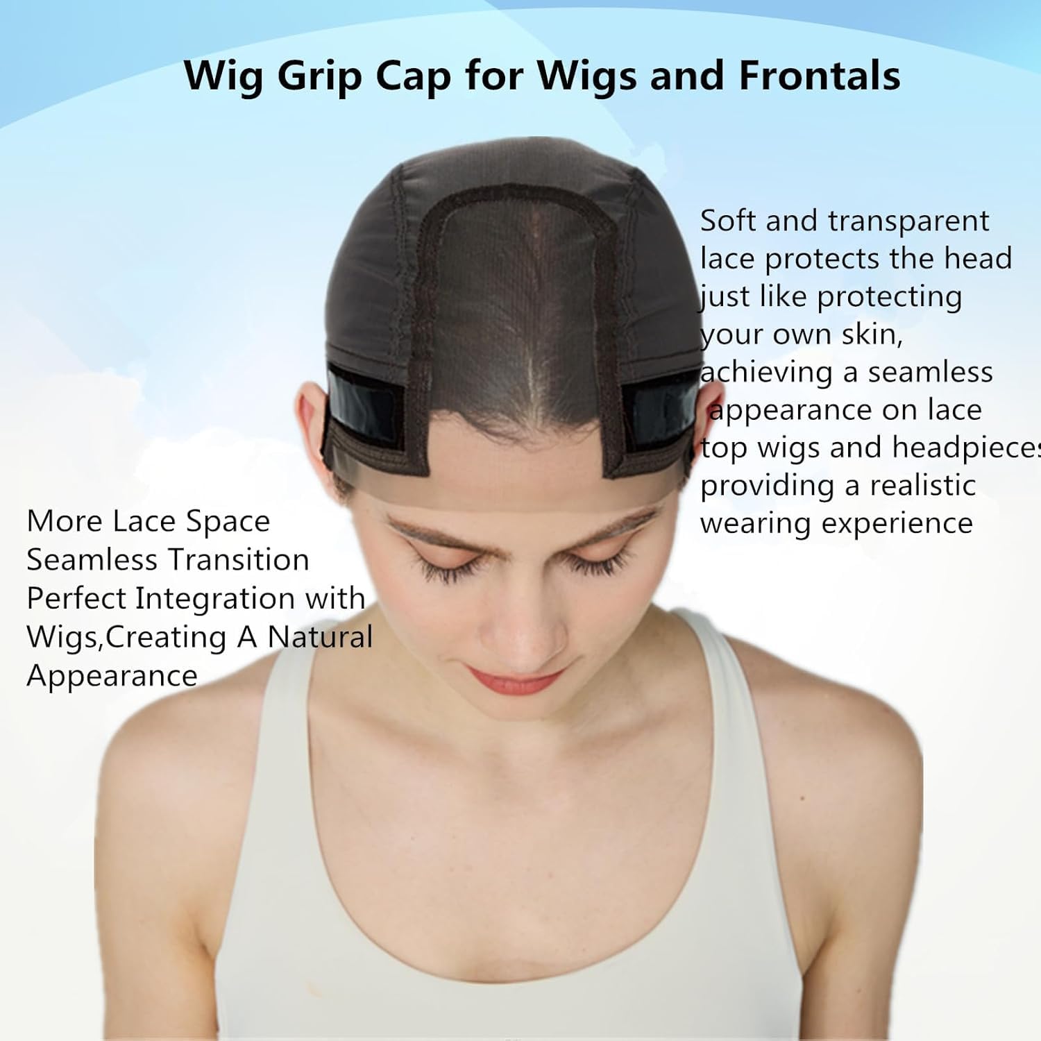 Side profile of Xiushumyi wig cap with ear cutouts