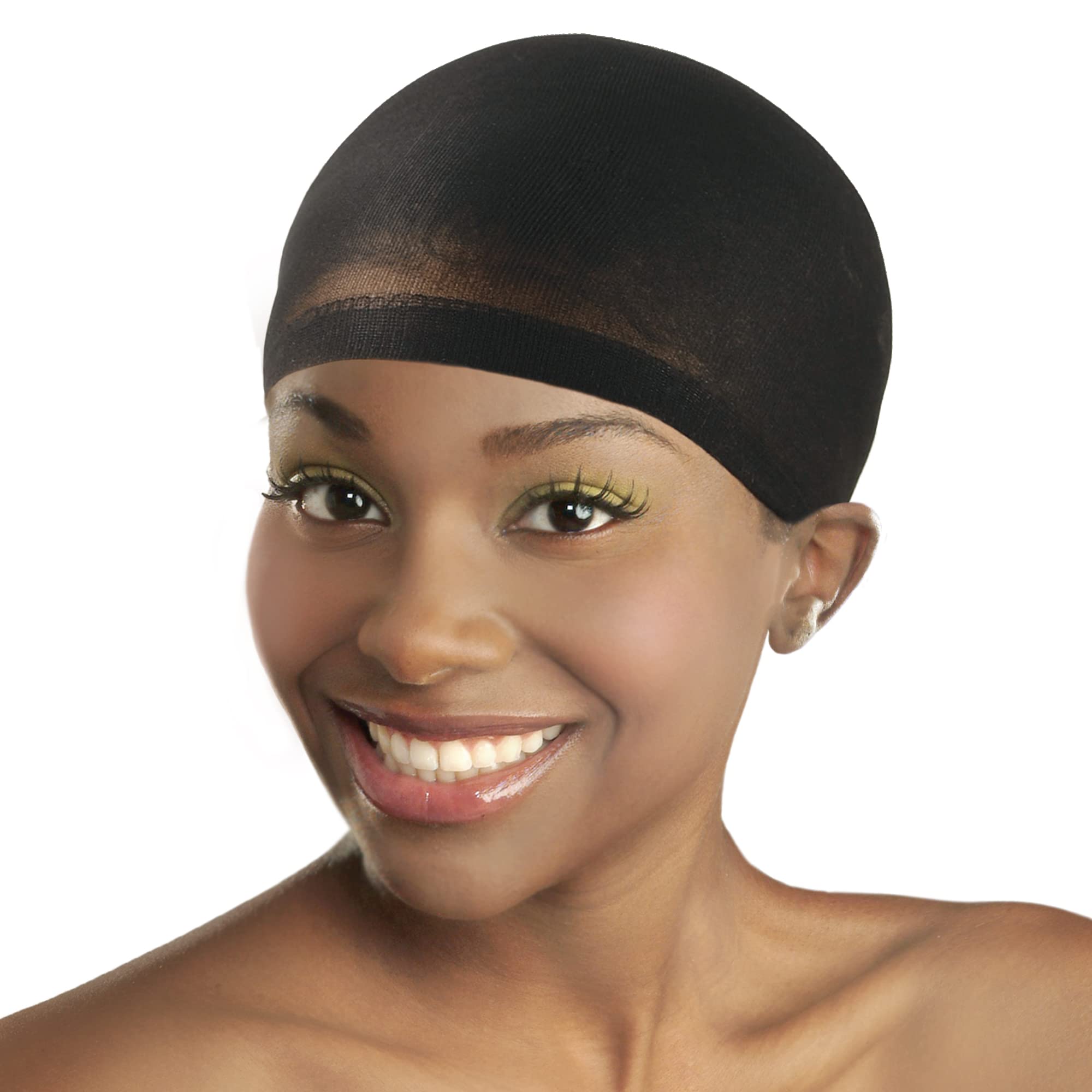 Close up of breathable nylon mesh texture on Donna wig cap