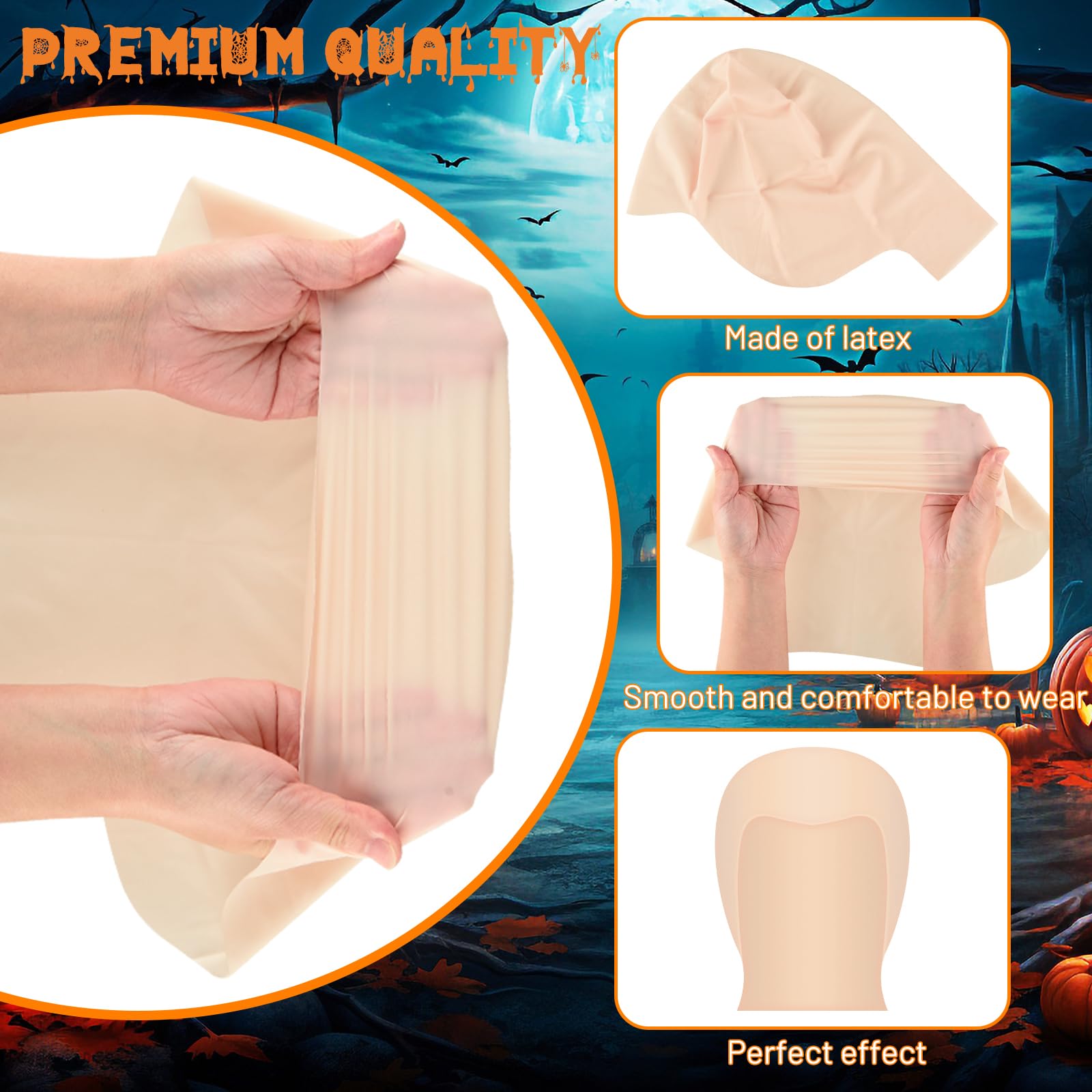 Close up of beige latex bald cap material