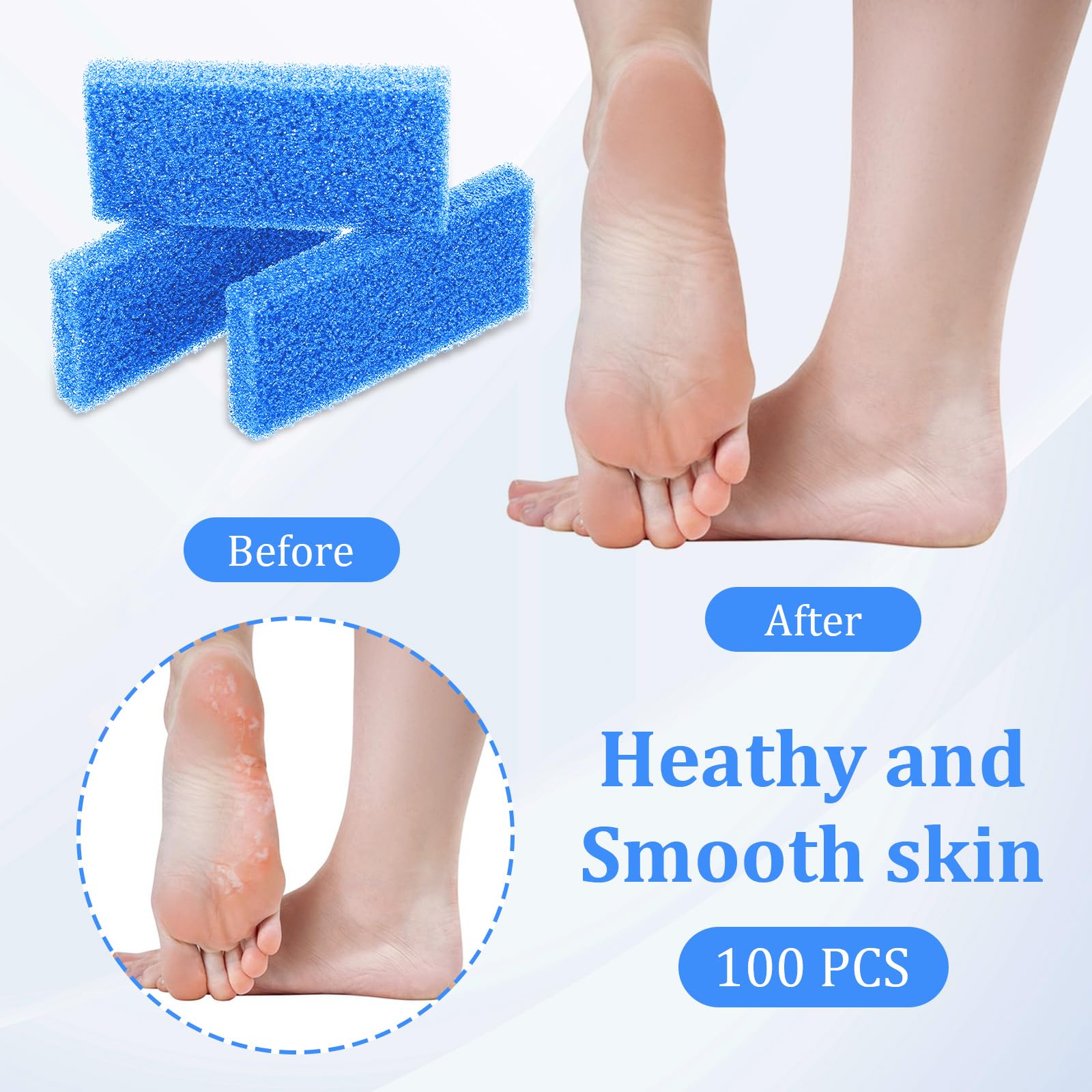 Using disposable pumice stone for callus removal on heel