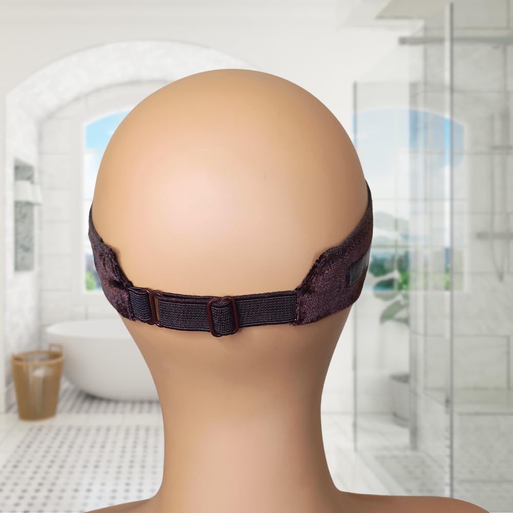 Rear view showing adjustable Velcro closure on wig grip band
