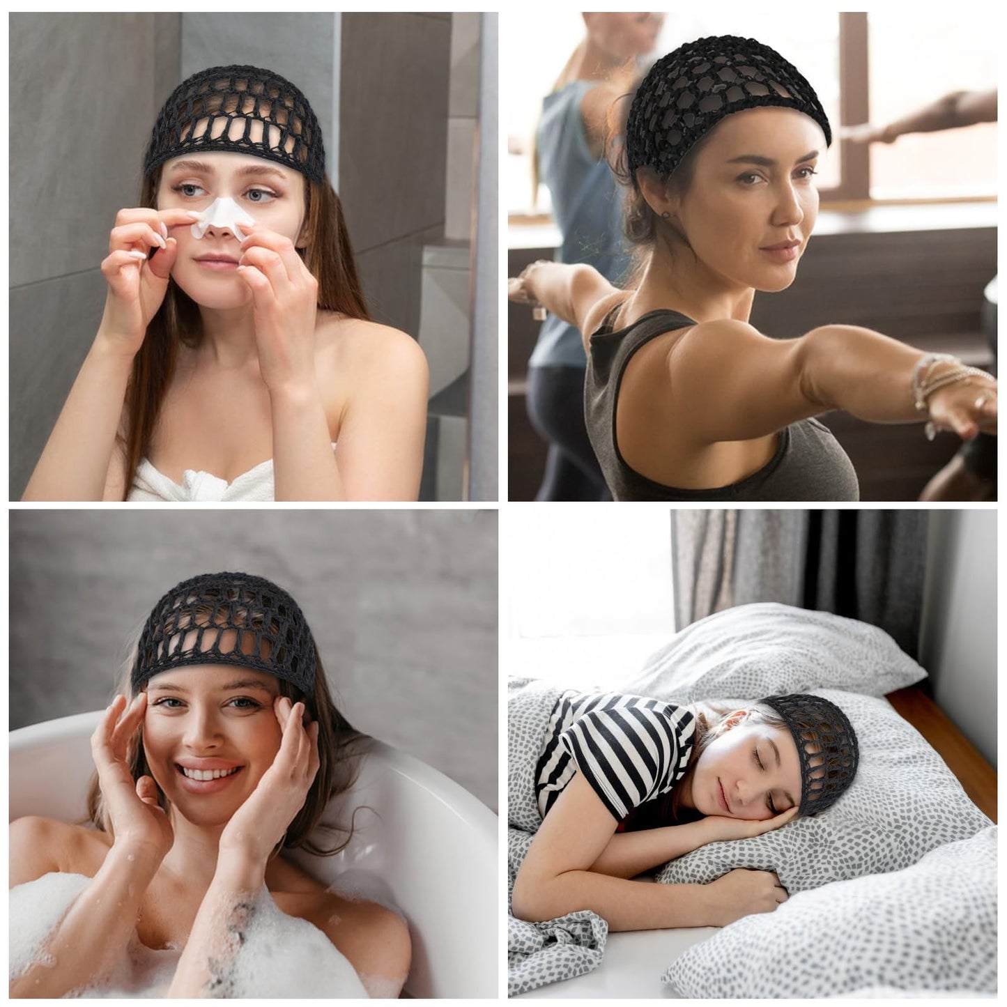 Elastic breathable hair net for curly hair protection