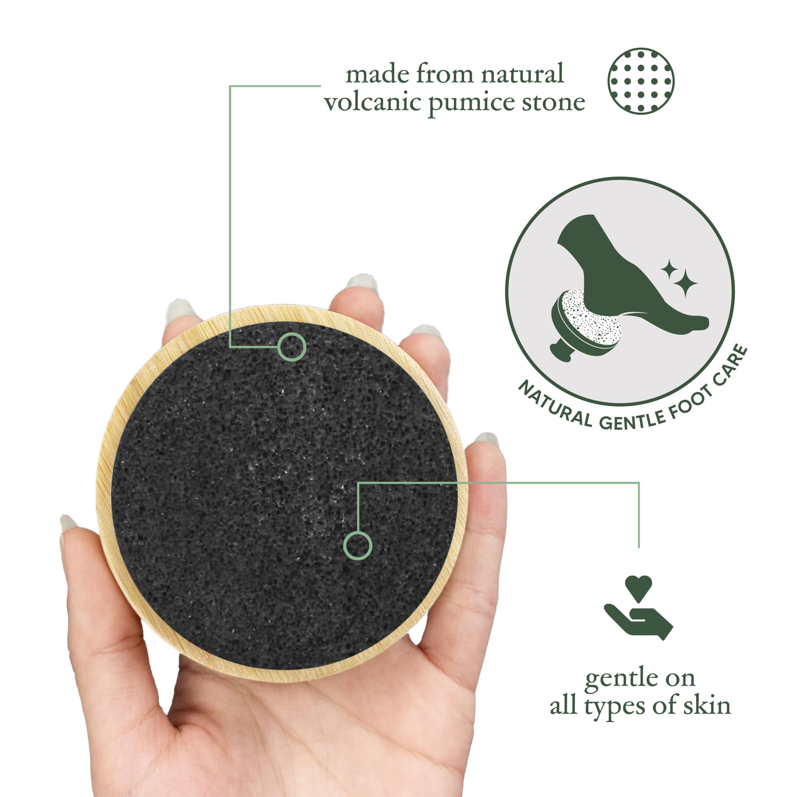 Ergonomic bamboo handle of Tada natural foot scrubber