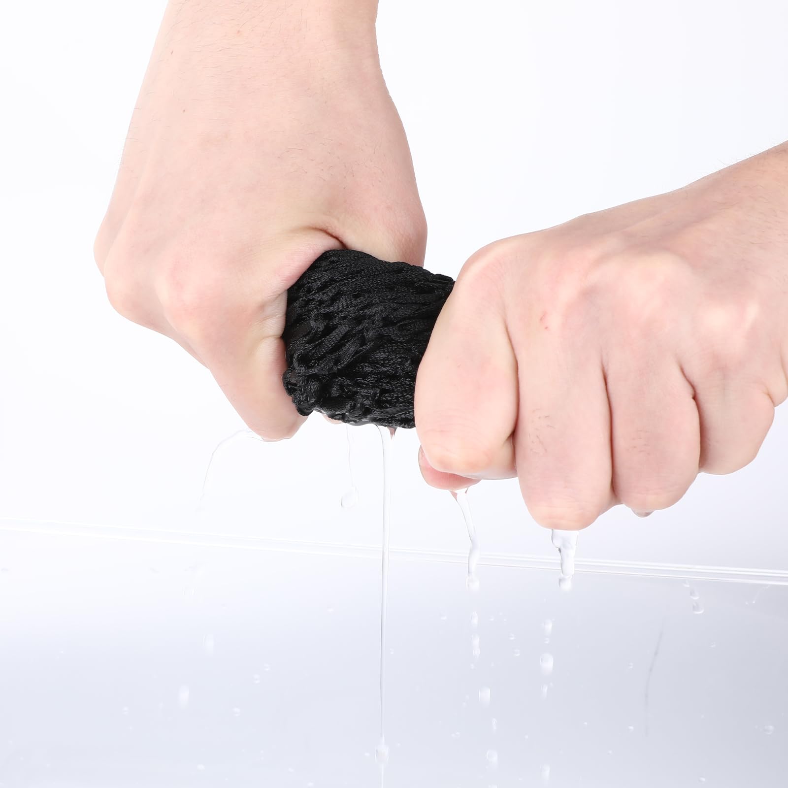 Side profile of crochet hair net for nighttime hair care