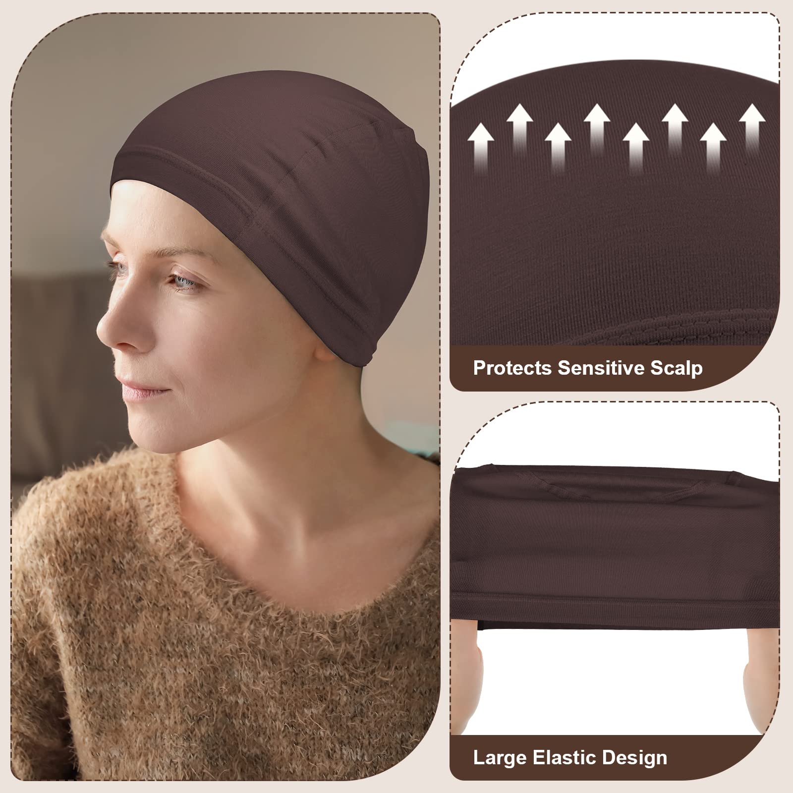 Janmercy wig liner worn as a sleep cap