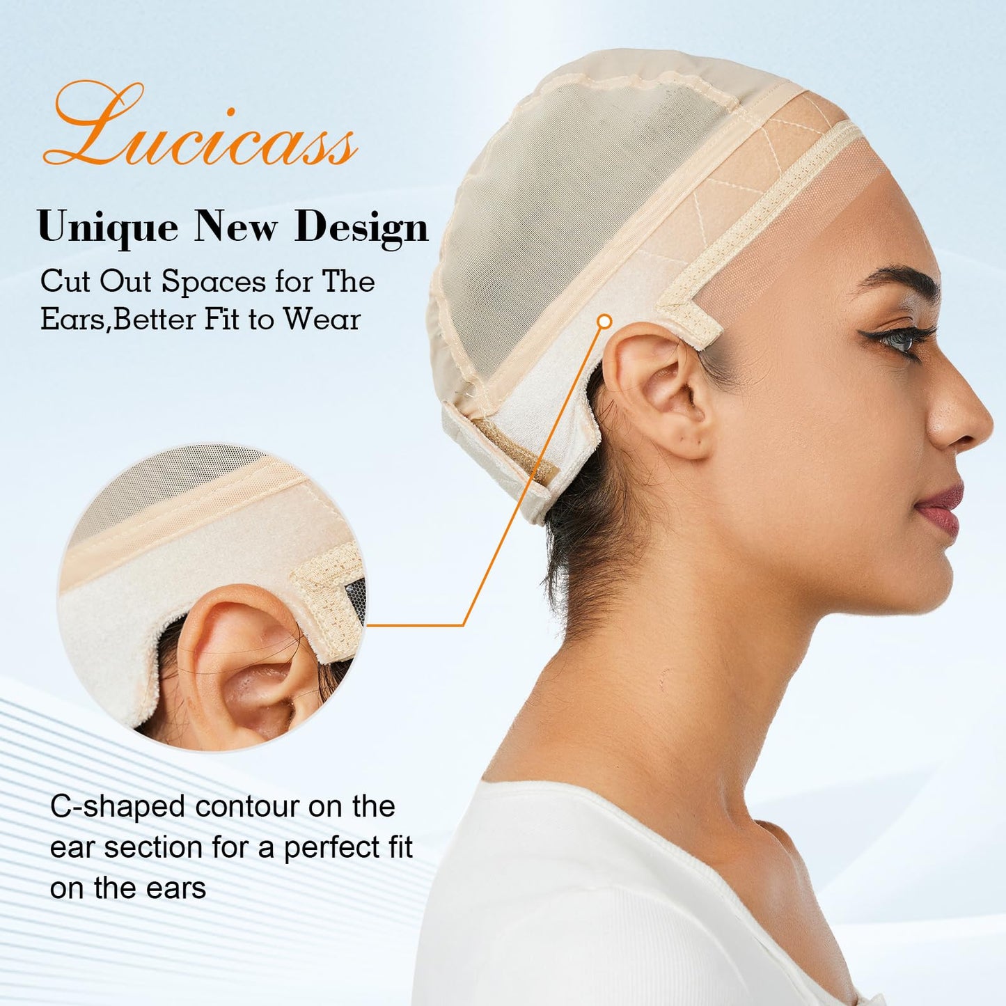 Lucicass wig cap breathable mesh fabric texture