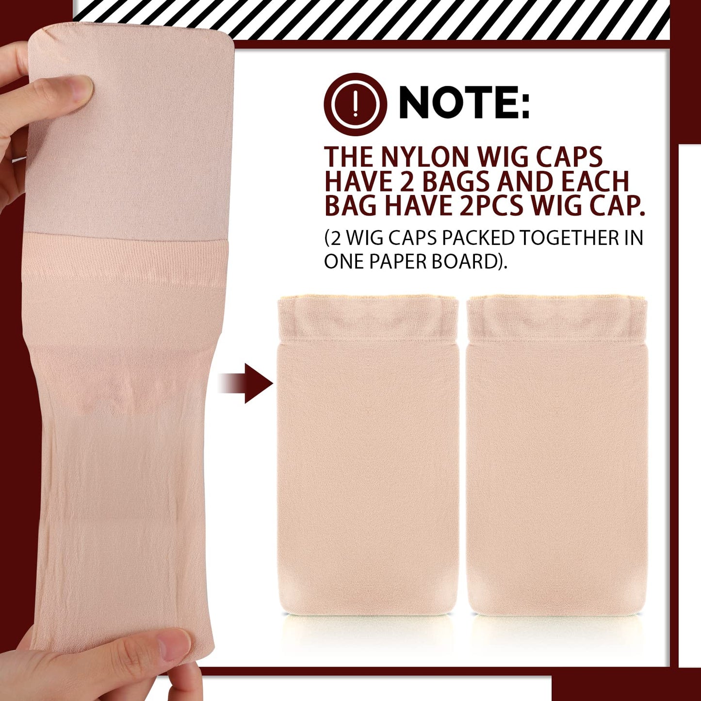 Stretchy nylon material texture of Fandamei wig cap