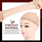 Close up of thick elastic band on nylon wig cap
