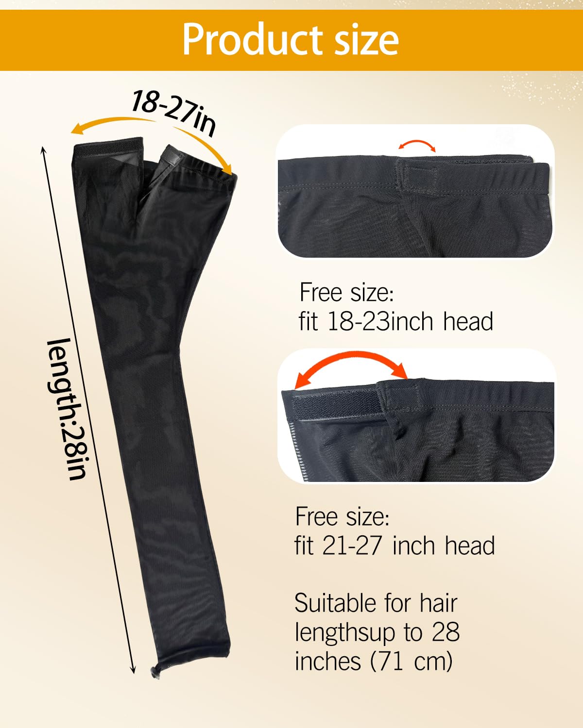 Neacus 28 inch long hair sleeve mesh material texture close up view