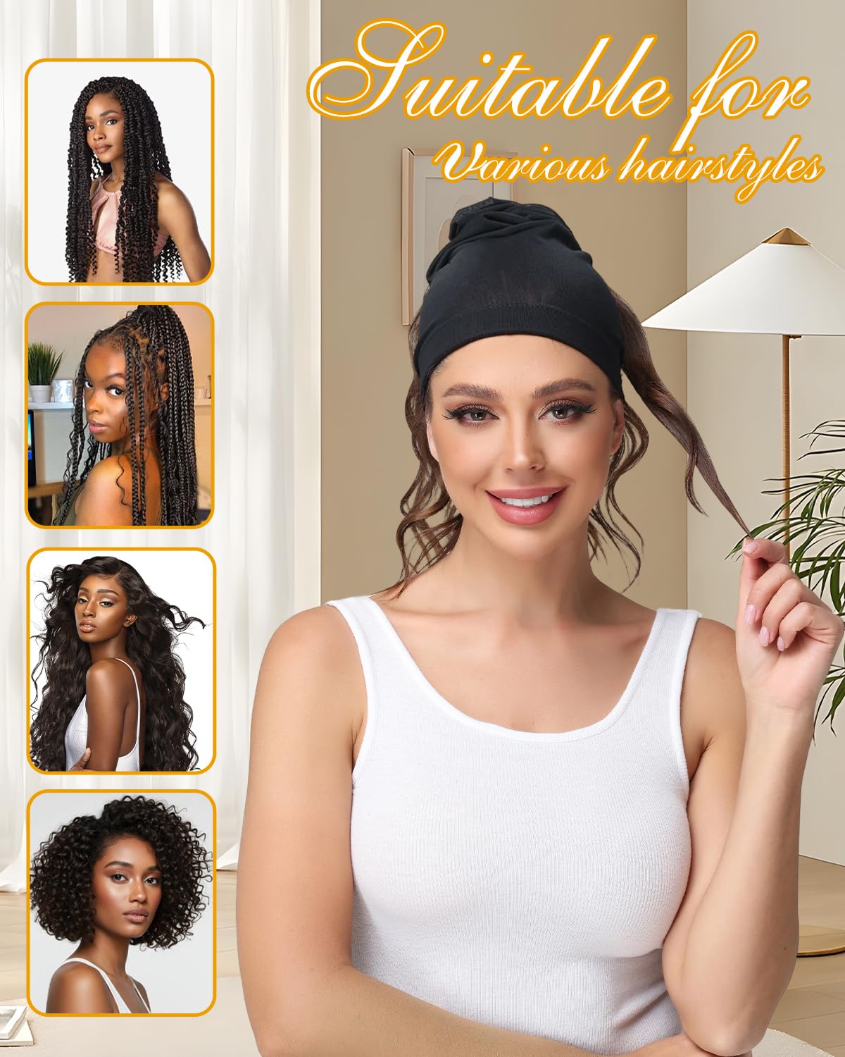 Neacus hair weave sleeve adjustable elastic strap feature back view
