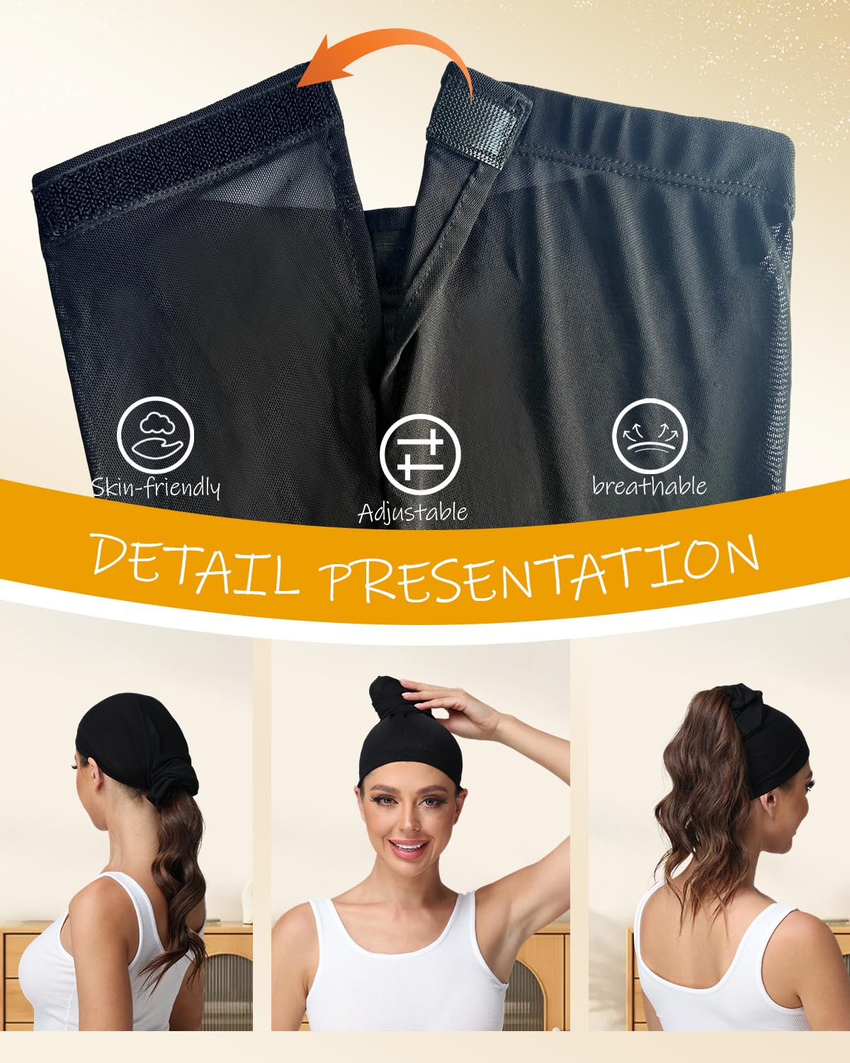 Neacus dreadlock tube mesh cap wrapping long braids securely