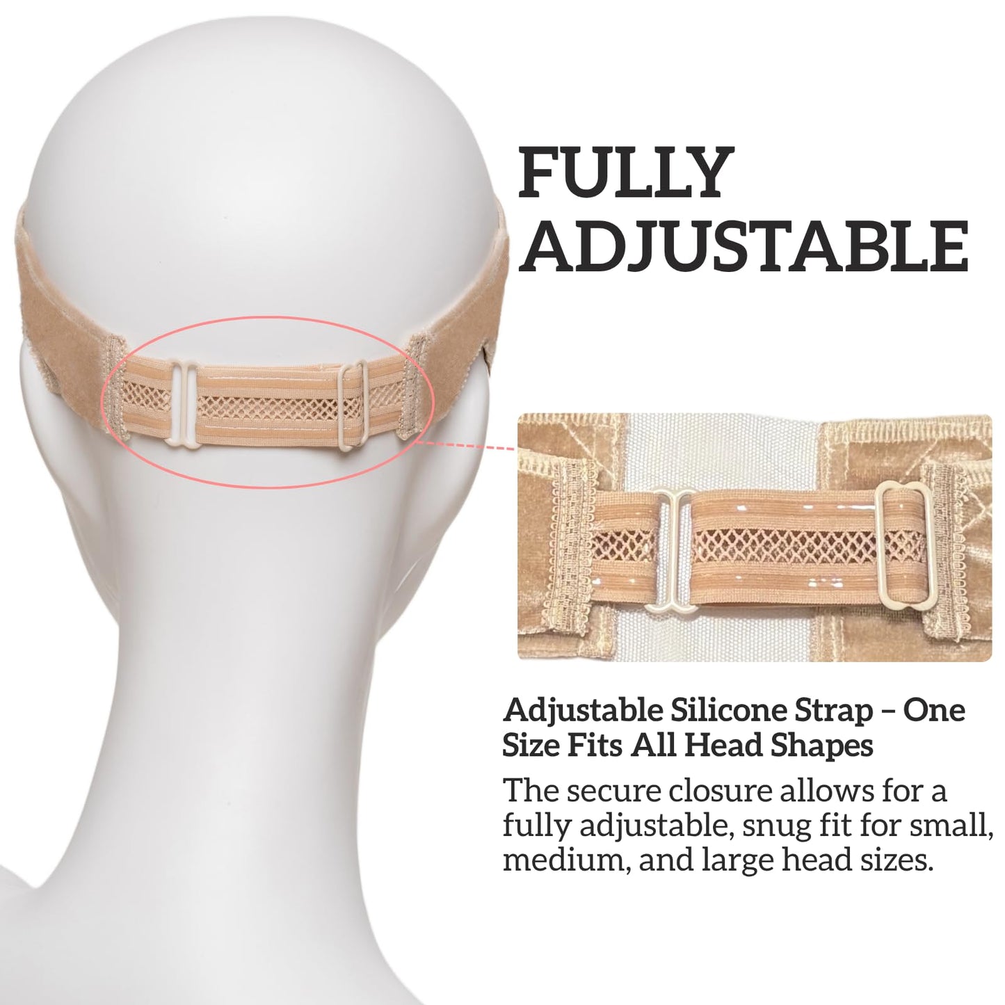Close up of internal non slip silicone strips on hair grip band