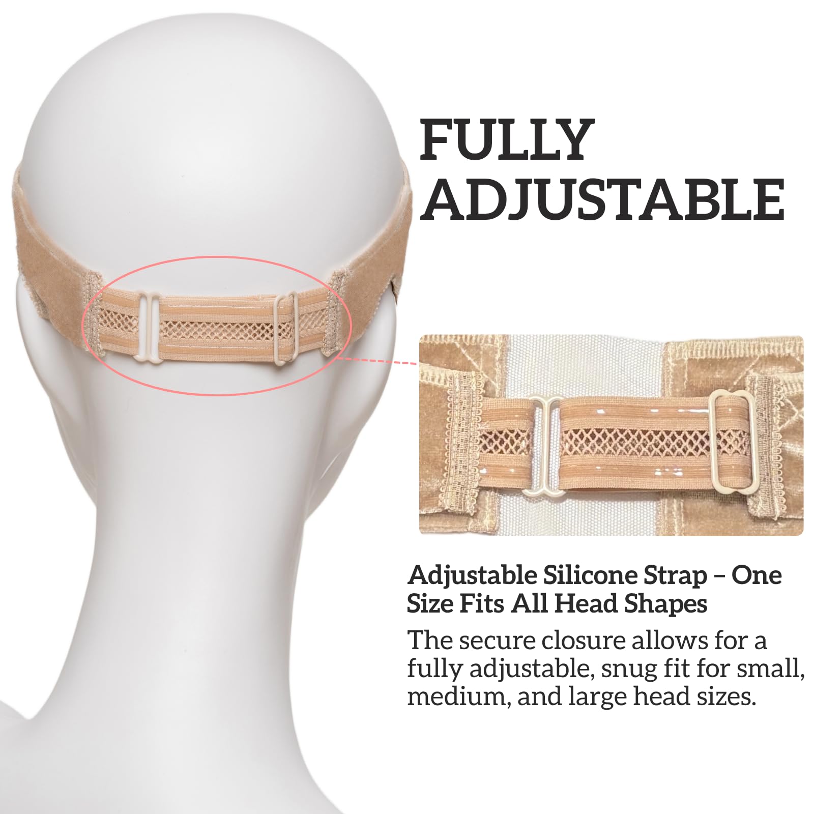 Close up of internal non slip silicone strips on hair grip band
