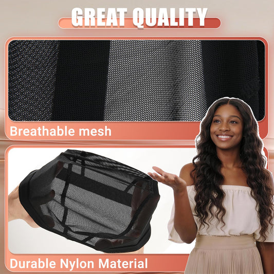 Pack of six Smilco black nylon wig caps