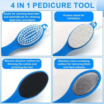 4 in 1 pedicure tool showing stainless steel file and sandpaper