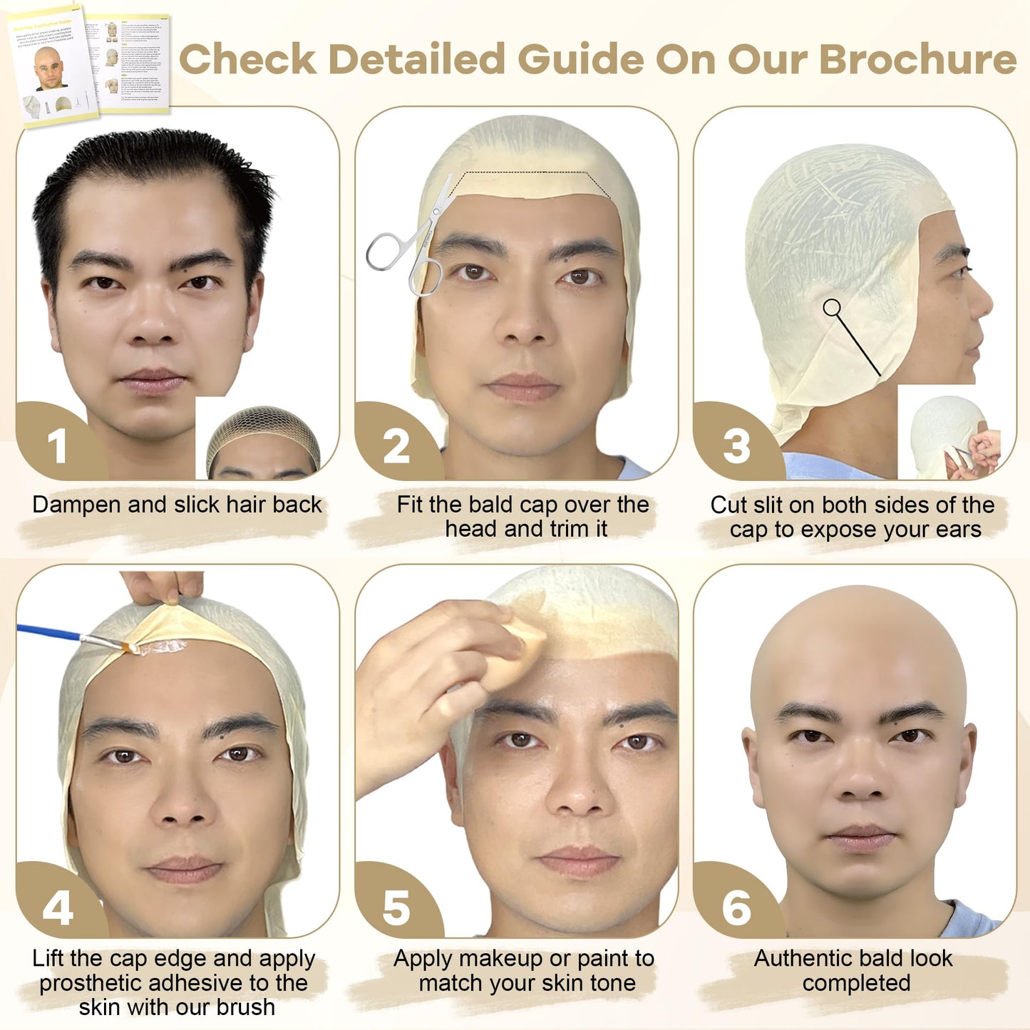 MetFun latex bald cap kit showing application tools for theatrical character transformations