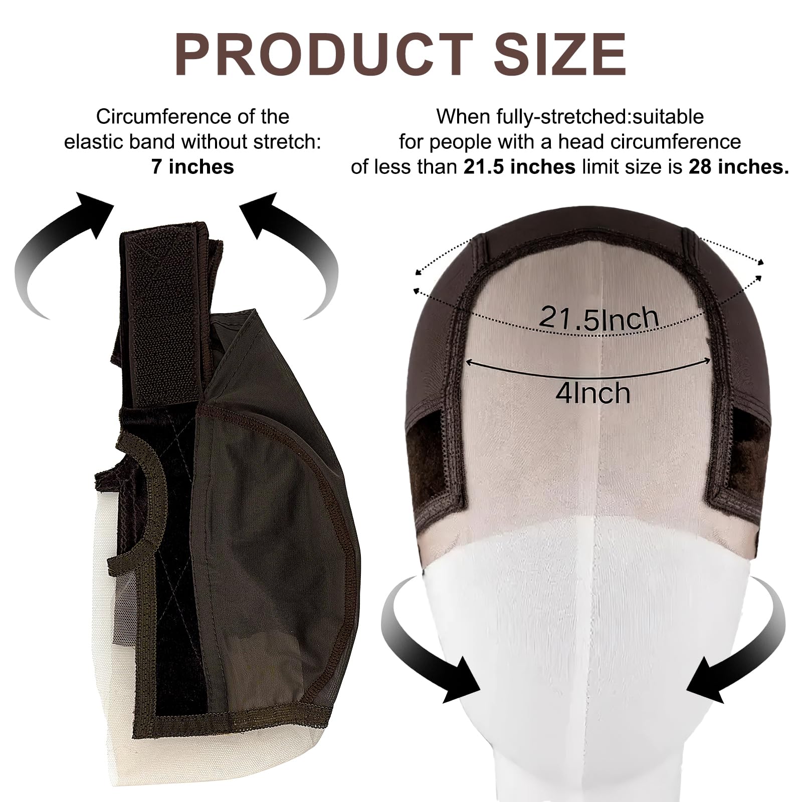 Packaging contents showing the two pack Calandis brown wig grip bands for comfortable daily wear.
