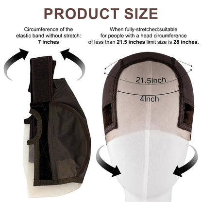 Packaging contents showing the two pack Calandis brown wig grip bands for comfortable daily wear.