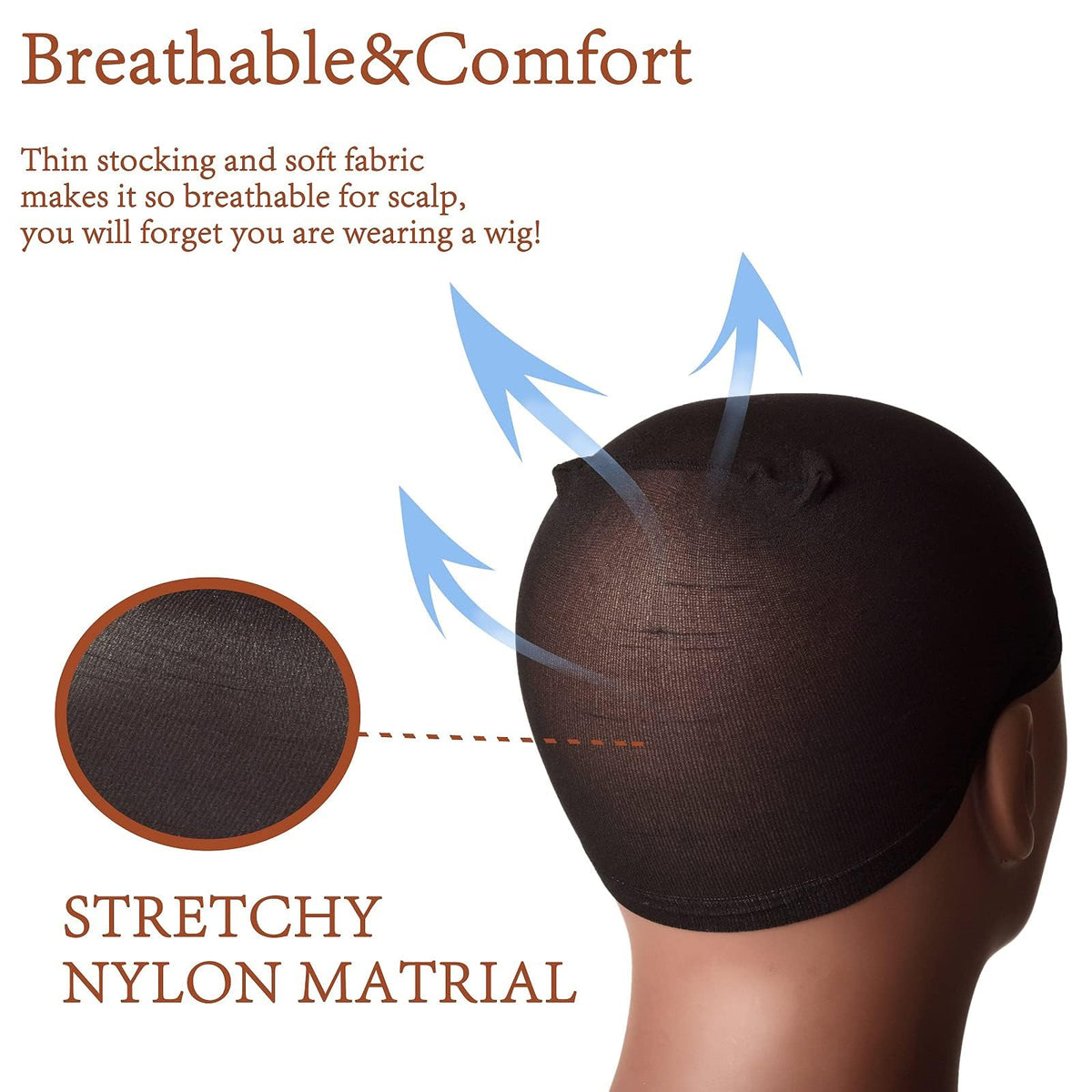 Smilco wig cap individually mounted on white display card