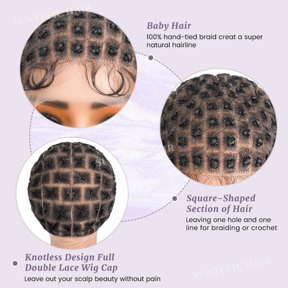 Back view of Suntefic glueless braided crochet wig cap