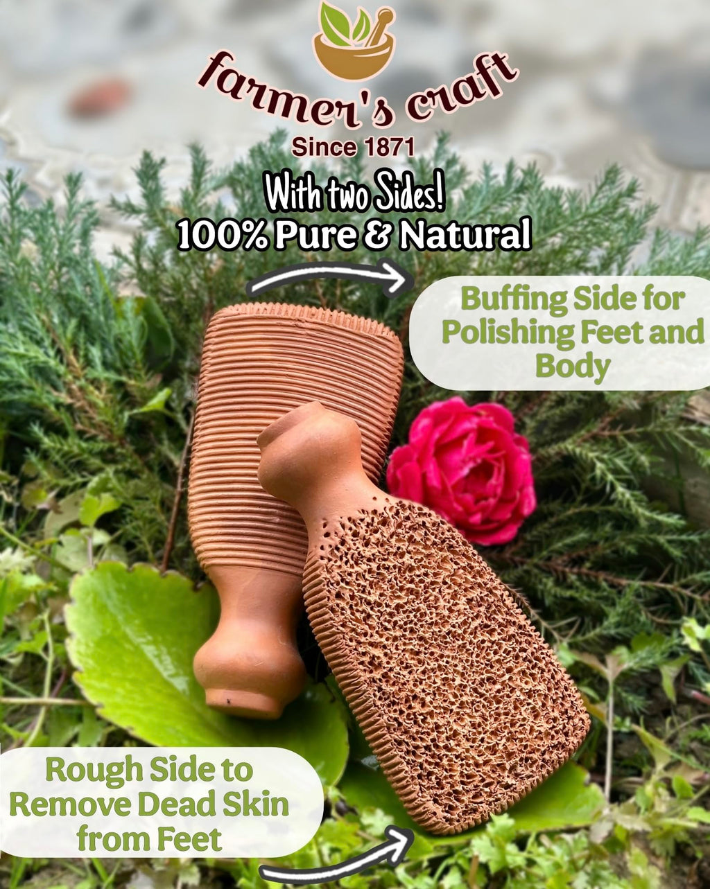 Close up of Farmer's Craft terra cotta scrubber dual-sided texture