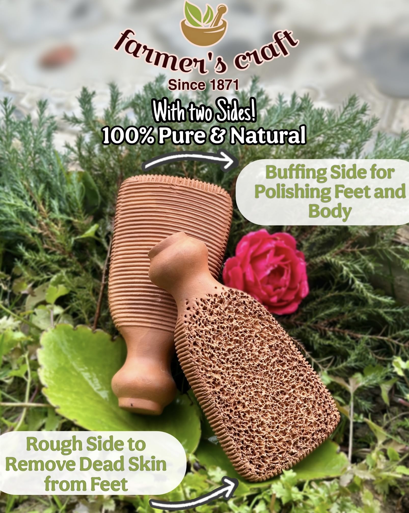 Close up of Farmer's Craft terra cotta scrubber dual-sided texture