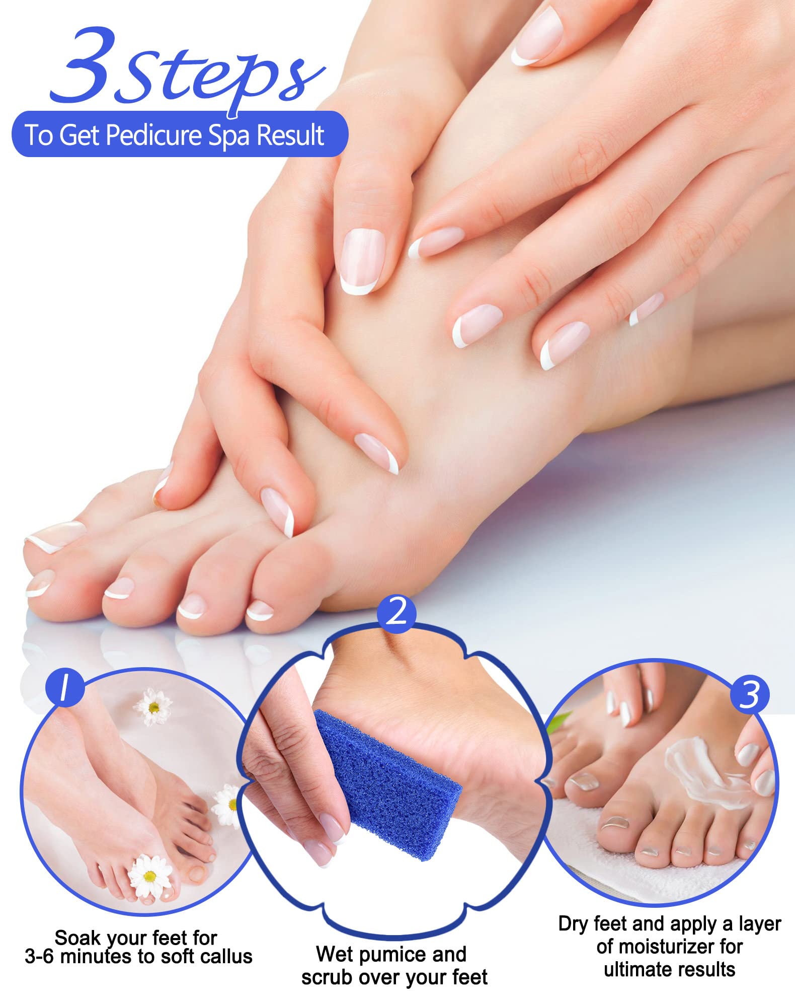 Top view of synthetic pedicure foot scrubbing sponges
