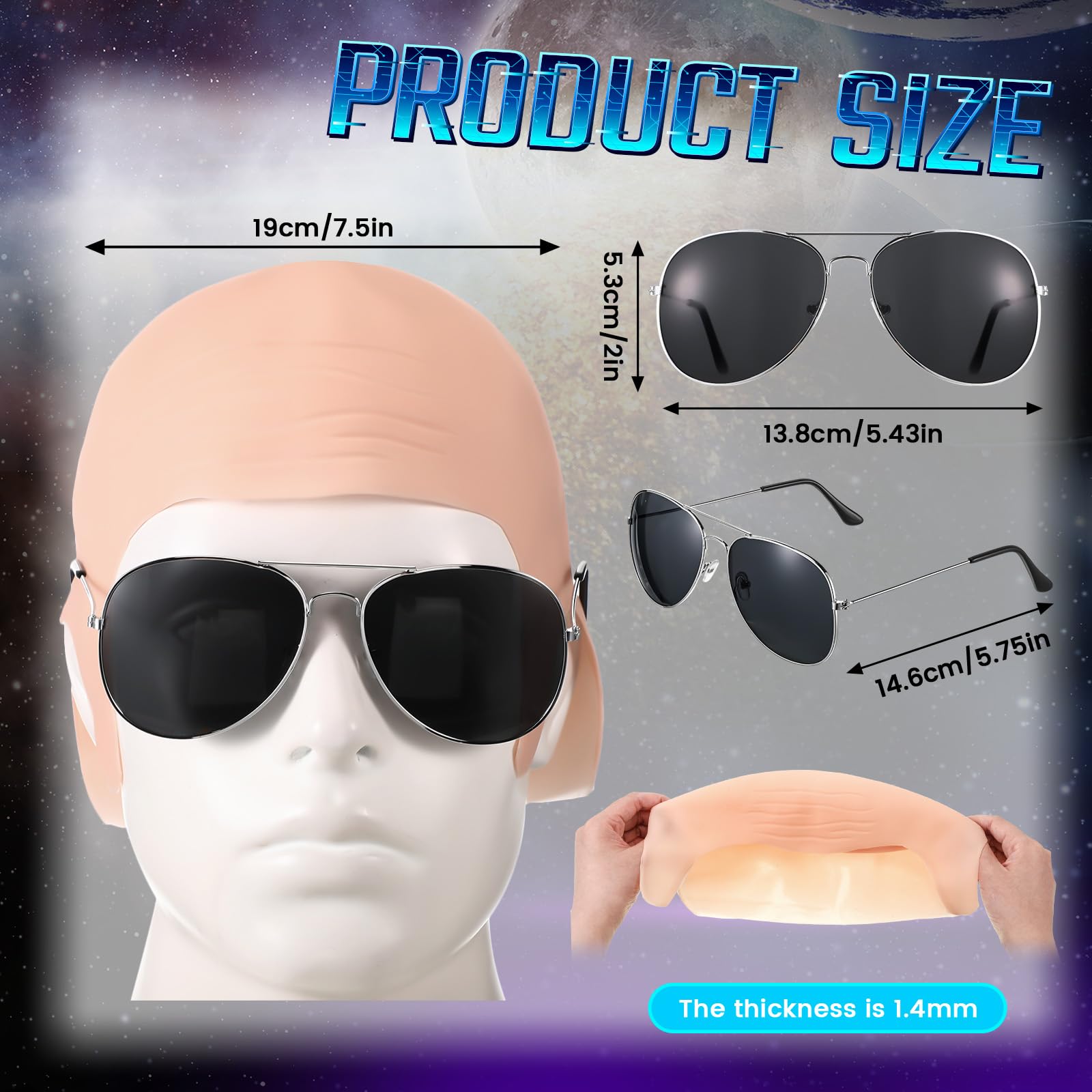 Close up of realistic latex bald cap for Halloween