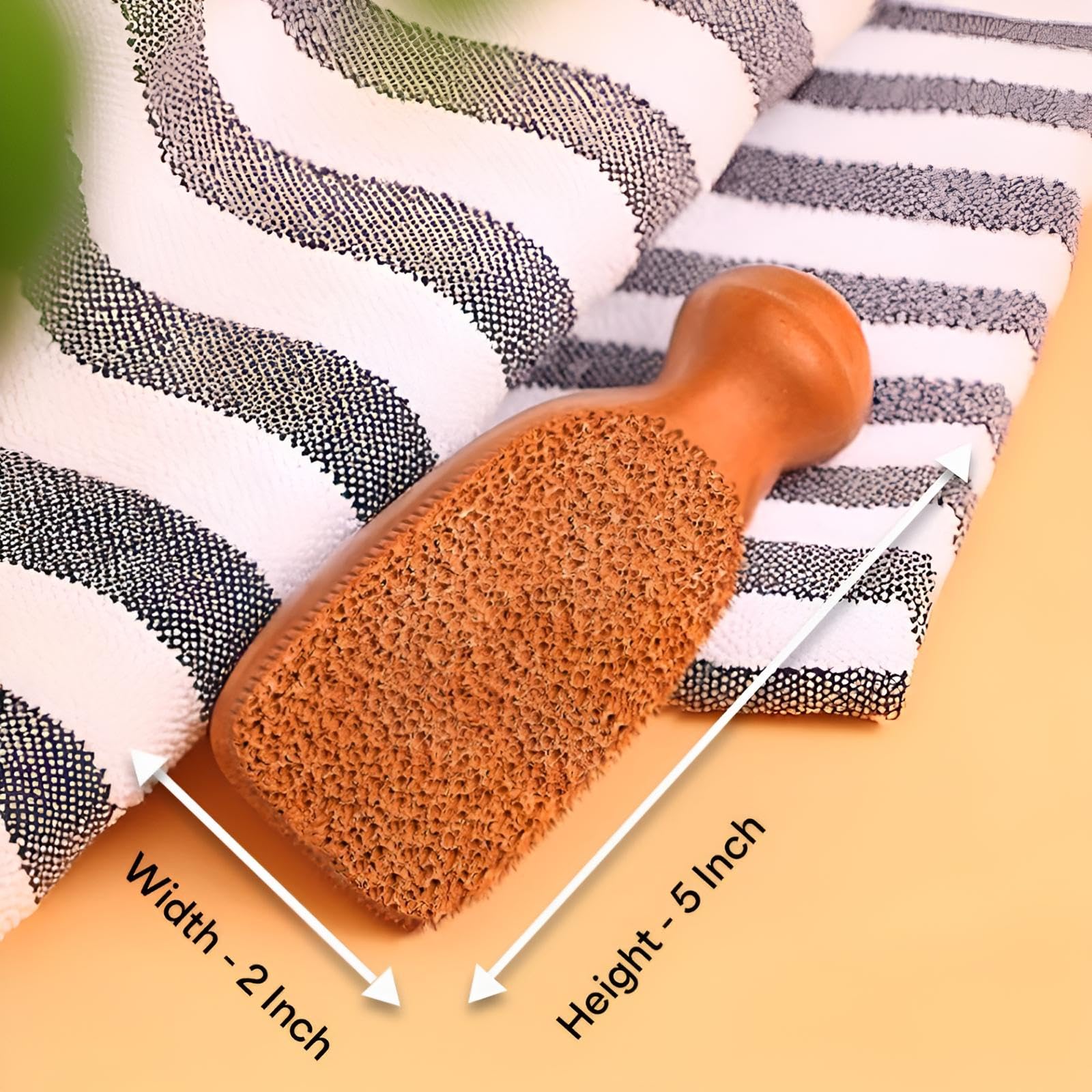 Close up of rough side of Quba Linen terracotta foot scrubber