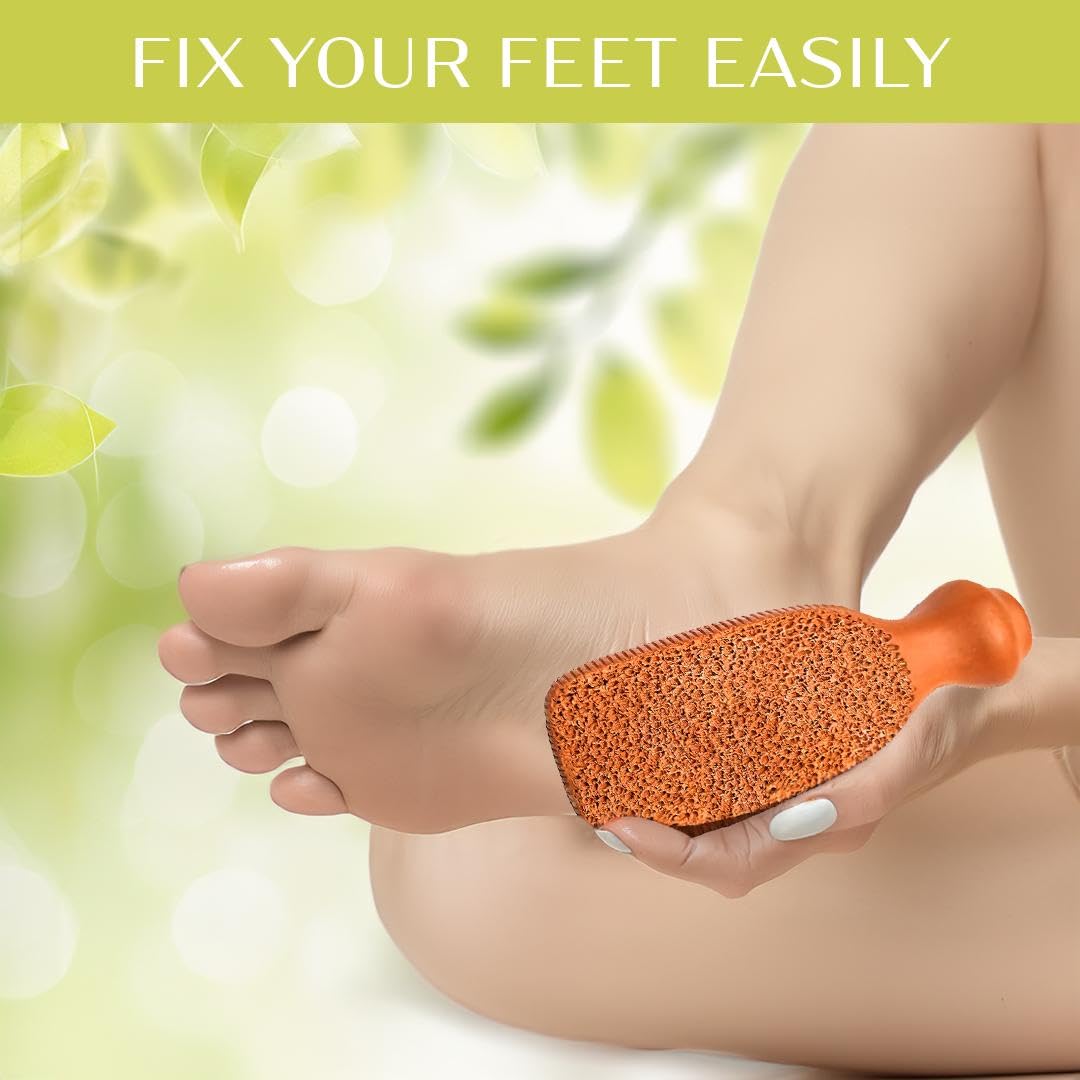 Quba Linen clay foot scrubber being held in hand