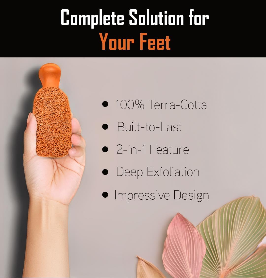 Side profile of Quba Linen 2-sided terracotta foot file