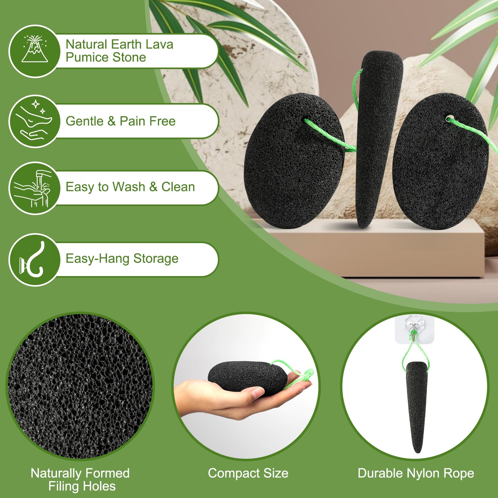 KuuCare flat oval lava stone for smoothing heels