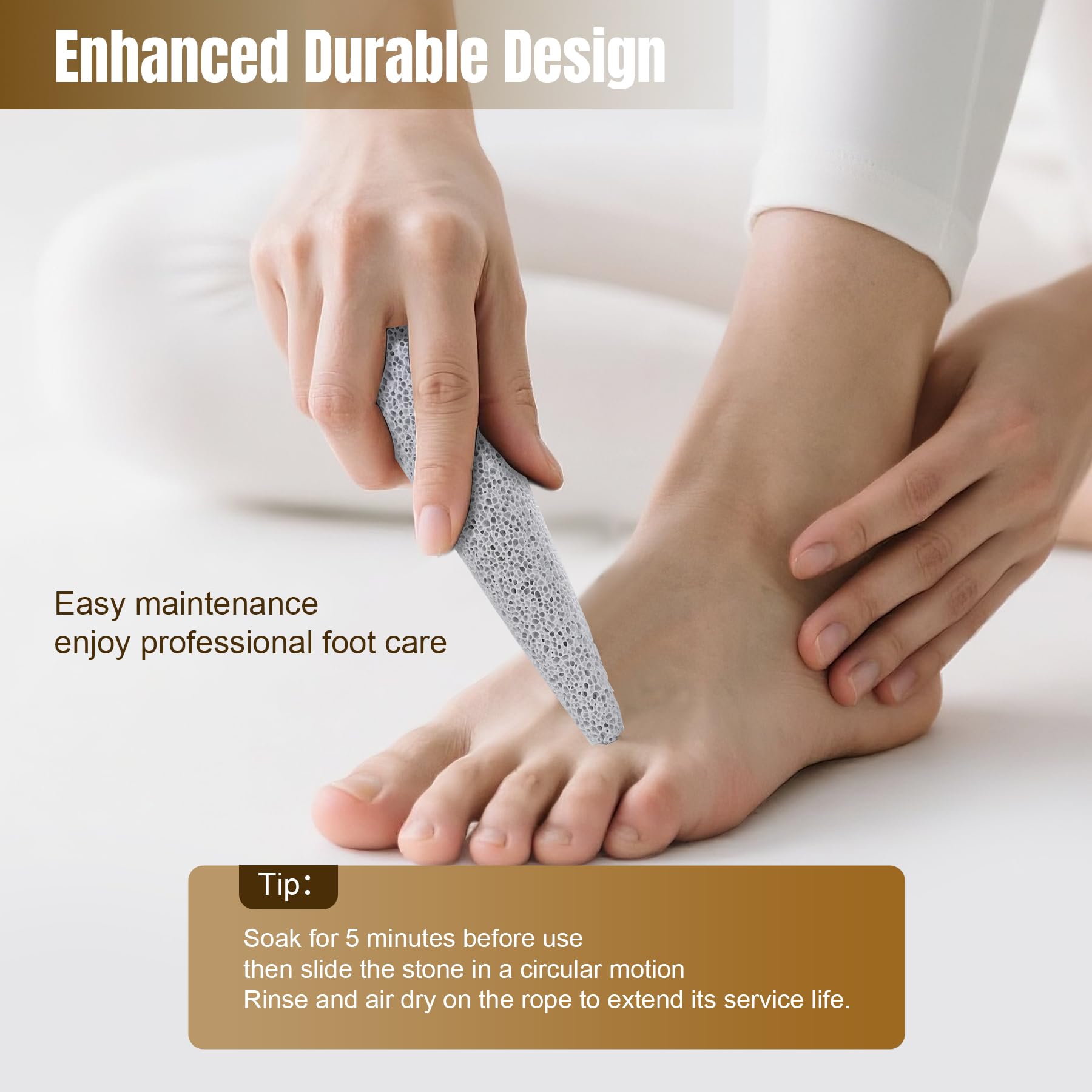 Debetool cone shaped pumice stone for toe gaps