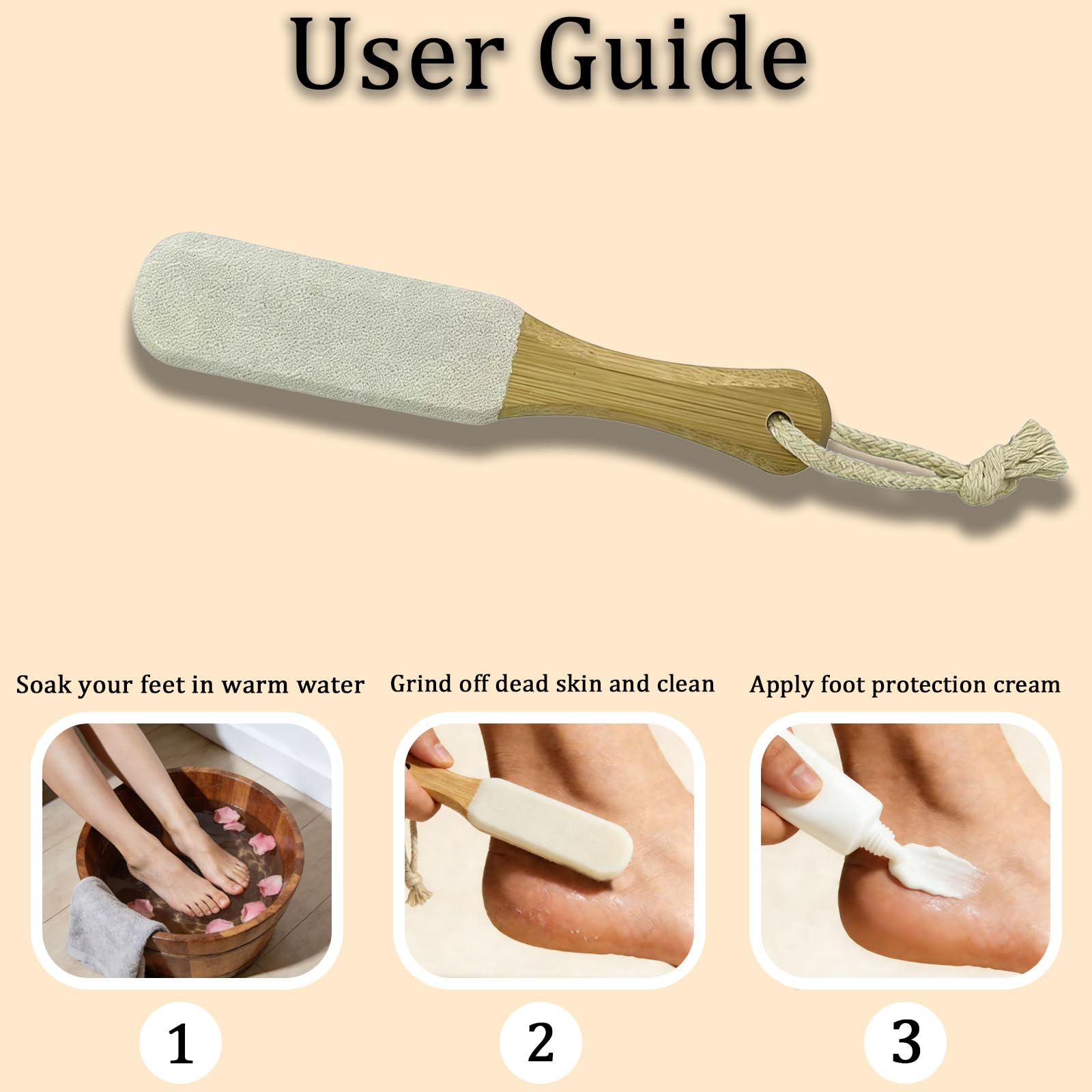 Side profile view of Ijpddrxyn wooden handle foot file and scrubber