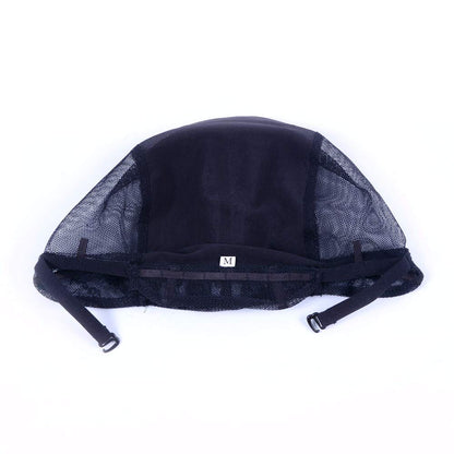 Side profile of Yantaisiyu black wig cap medium