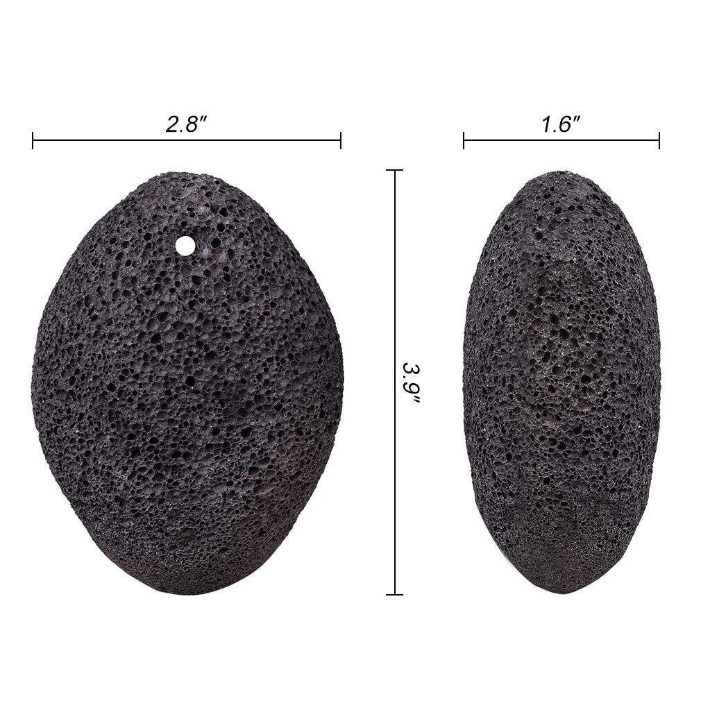 Black volcanic pumice stone with green hanging rope