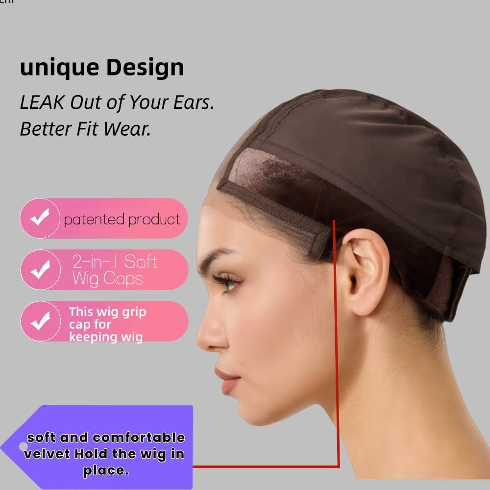 CorkHead brown velvet wig grip band with adjustable strap