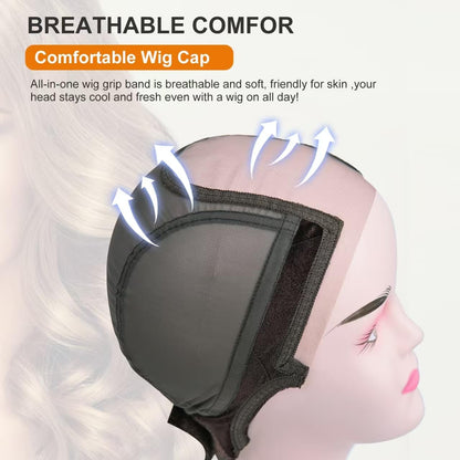 Side profile of CorkHead wig cap showing ear cut-out design