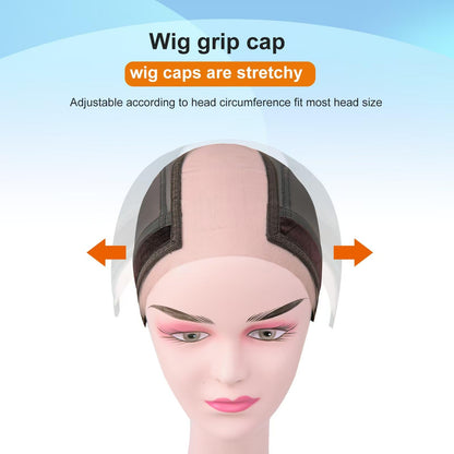 Detailed view of the 4x5 transparent lace front on the wig cap
