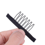 Black wig combs arranged for DIY hair accessory projects