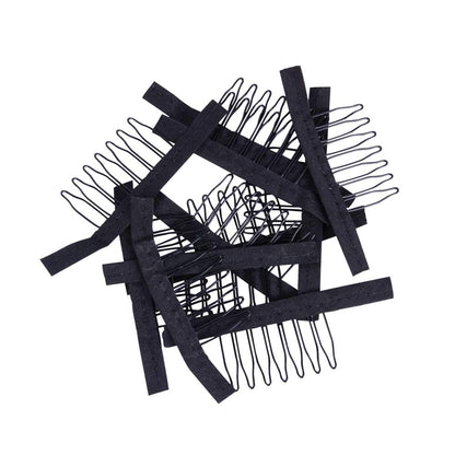 Full pack of 24 black wig clips for professional wig making