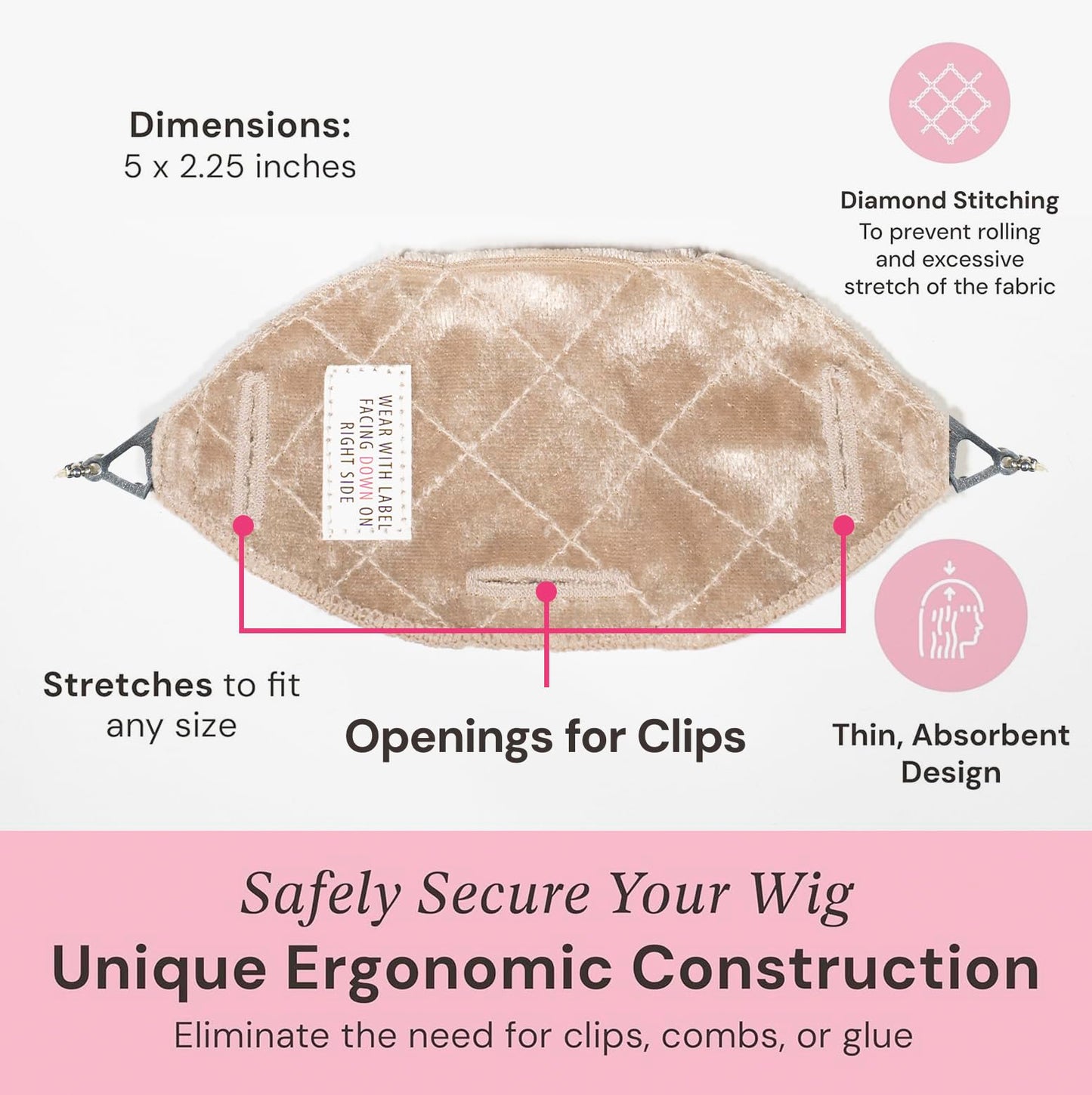 Milano Collection wig grip showing soft velour material