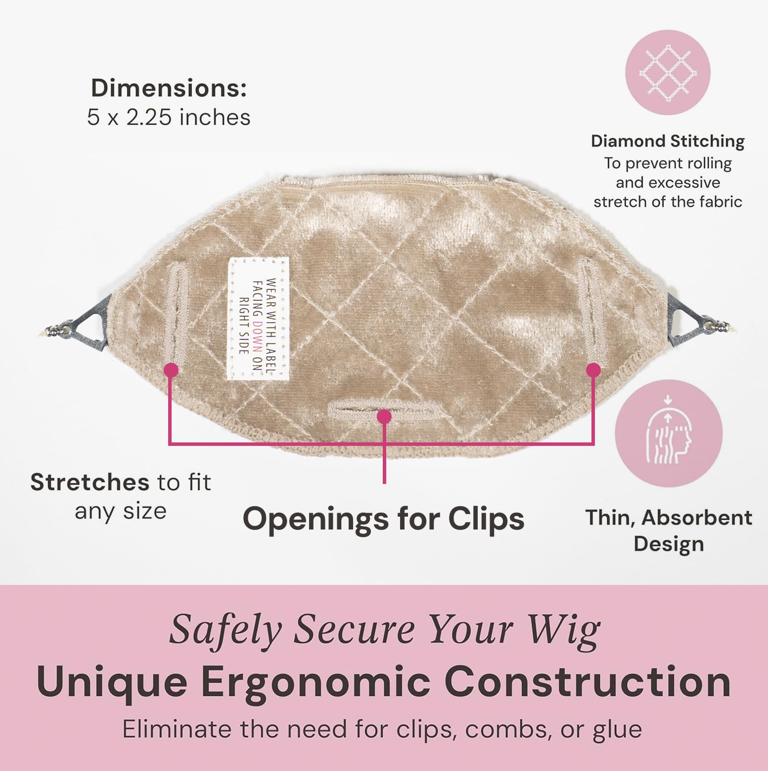 Milano Collection wig grip showing soft velour material