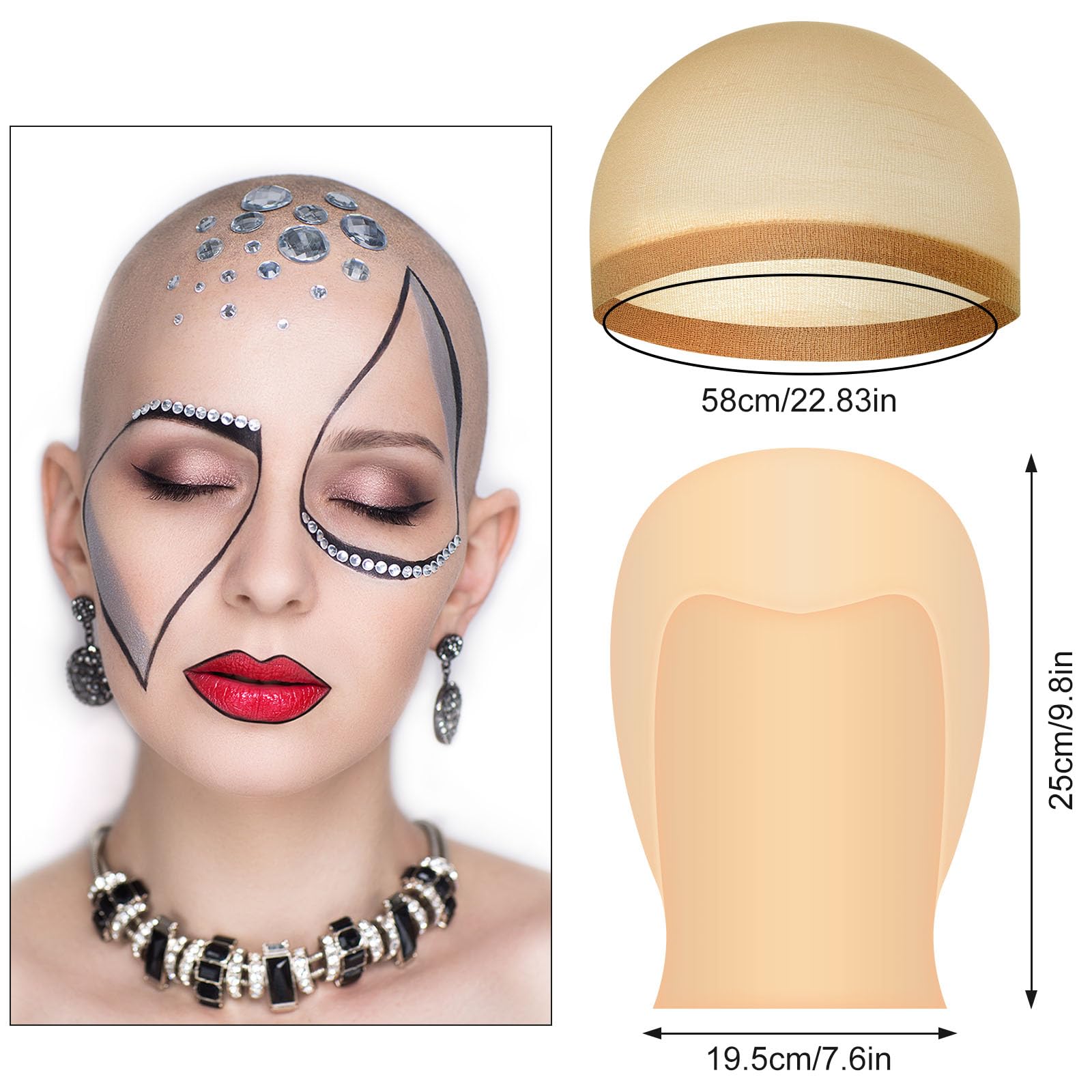 Close up of Nachlynn beige latex bald cap material