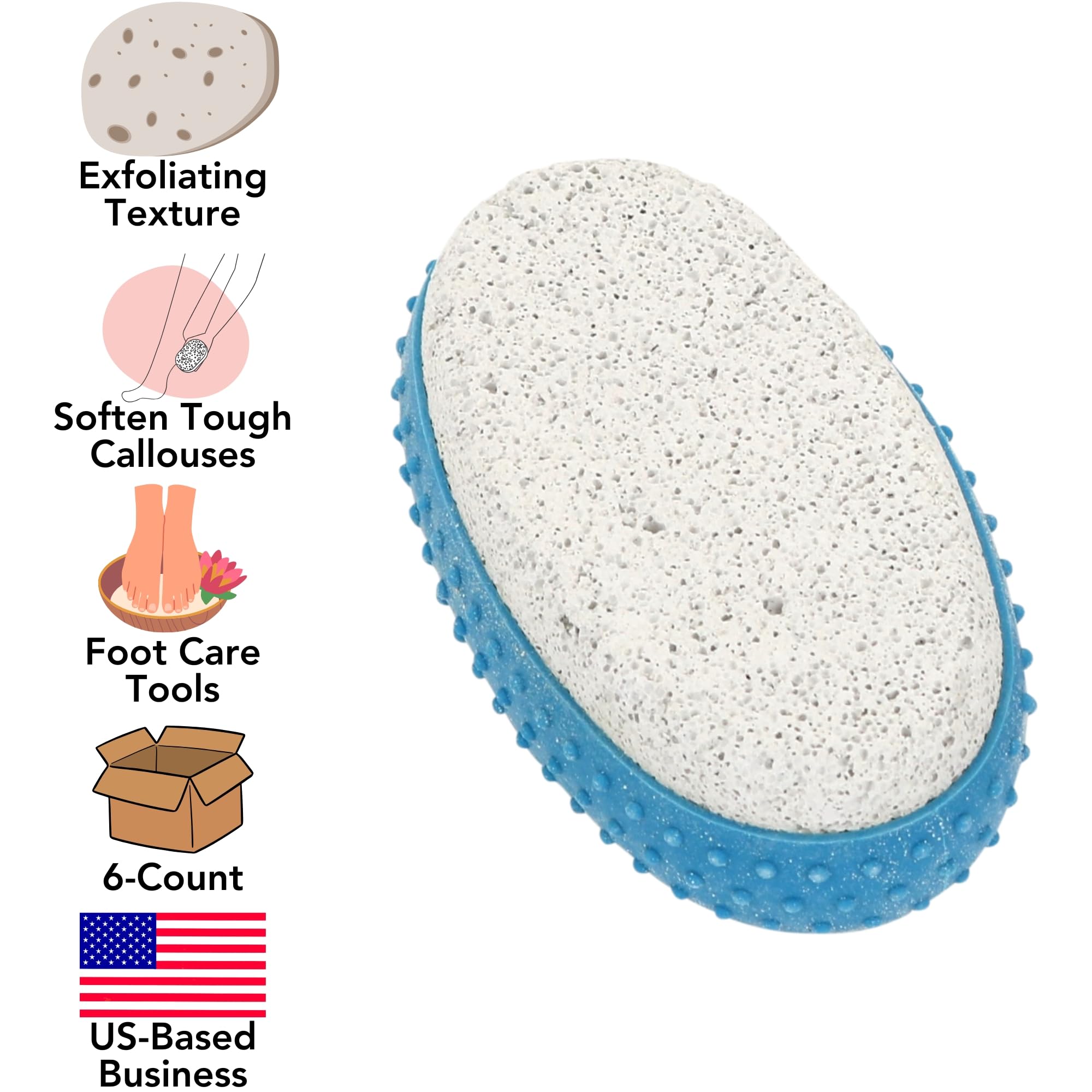 Iconikal blue pumice stone showing ergonomic rubber handle texture
